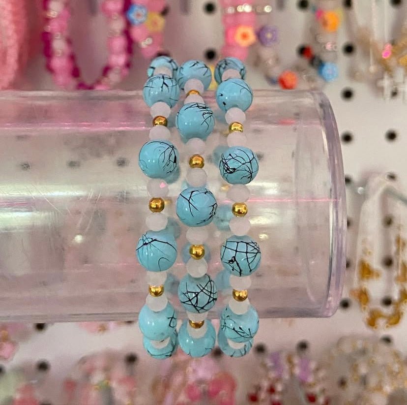 Turquoise painted beaded bracelets
