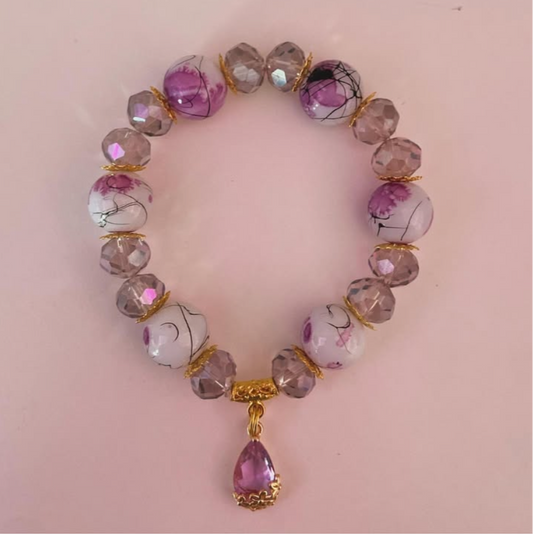 Chunky purple painted charm bracelet
