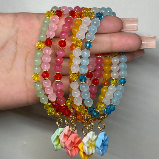 Plumeria charm bracelet